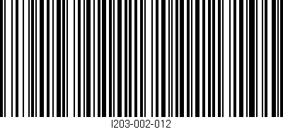 Código de barras (EAN, GTIN, SKU, ISBN): 'I203-002-012'