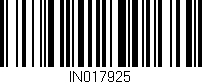 Código de barras (EAN, GTIN, SKU, ISBN): 'IN017925'