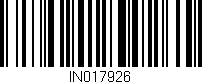 Código de barras (EAN, GTIN, SKU, ISBN): 'IN017926'