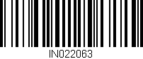 Código de barras (EAN, GTIN, SKU, ISBN): 'IN022063'