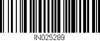 Código de barras (EAN, GTIN, SKU, ISBN): 'IN025289'