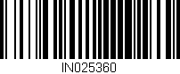 Código de barras (EAN, GTIN, SKU, ISBN): 'IN025360'