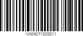 Código de barras (EAN, GTIN, SKU, ISBN): 'VA84071928011'