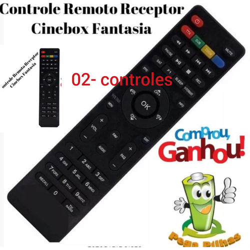 02 CONTROLE REMOTO COMPATÍVEL RECEPTOR CINE Fantasia Maxx 2 Legend HD Maestro HD Optimo X