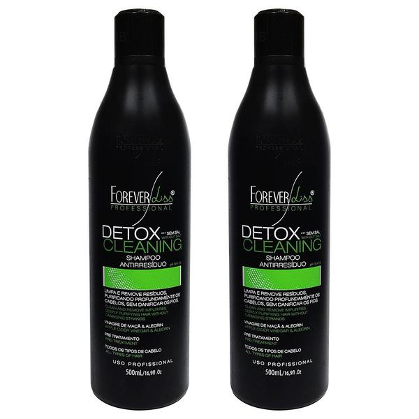02 Shampoo Anti Resíduo Detox Cleaning Forever Liss 500ml