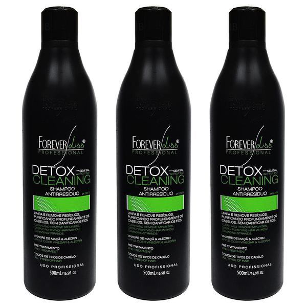 03 Shampoo Anti Resíduo Detox Cleaning Forever Liss 500ml