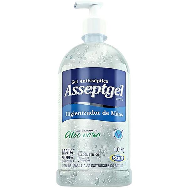 02 X Alcool Gel Anti-séptico Higienizador de Mãos 1 Kg - Asseptgel