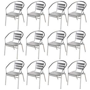 12 Cadeiras Poltrona em Alumínio para Jardim/Áreas Externas - Mor