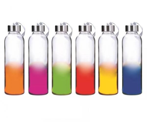 12 Garrafas Água Vidro C/ Alça Matiz 500ml Colorida Vitrizi - Yangzi