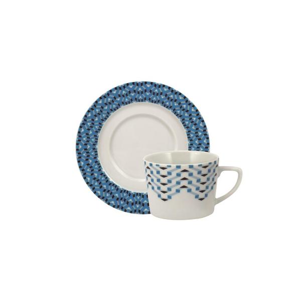 Conjunto de Xícaras de Chá com Pires 8 Peças Anna Schmidt - Porcelana Schmidt