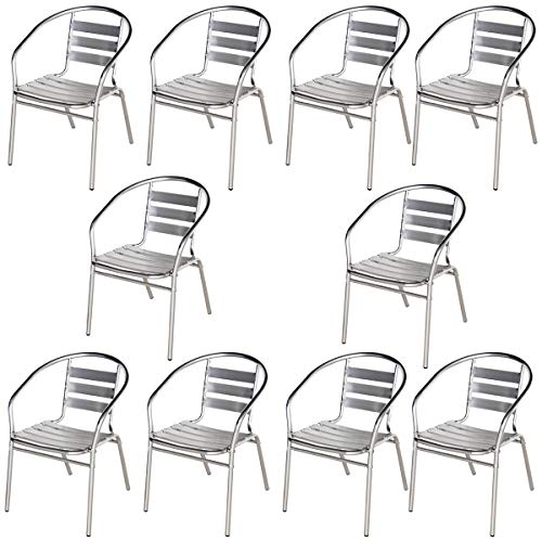 10 Cadeiras Poltrona em Alumínio para Jardim/Áreas Externas - MOR