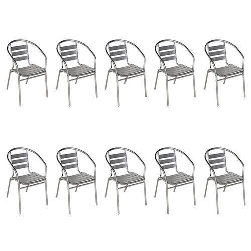 10 Cadeiras Poltrona em Alumínio para Jardim/áreas Externas - Mor