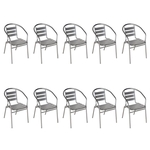 10 Cadeiras Poltrona em Alumínio para Jardim/Áreas Externas - MOR