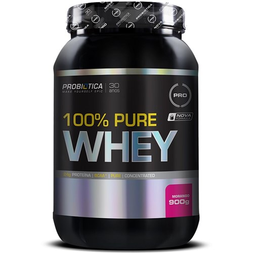 100% Pure Whey 900G Probiótica - Morango