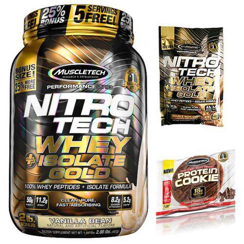 Tudo sobre '100% Whey Gold Isolado Nitro Tech 907g + Cookies + Dose Única - Muscletech'