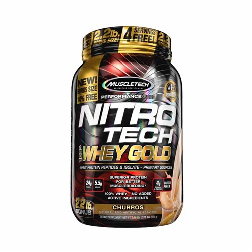 100% Whey Gold Nitro Tech 1.130G Muscletech Chocolate com Amendoim