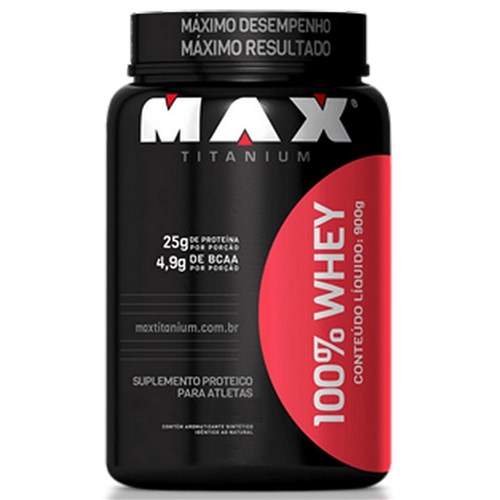 100% Whey Protein (900G) Max Titanium-Morango