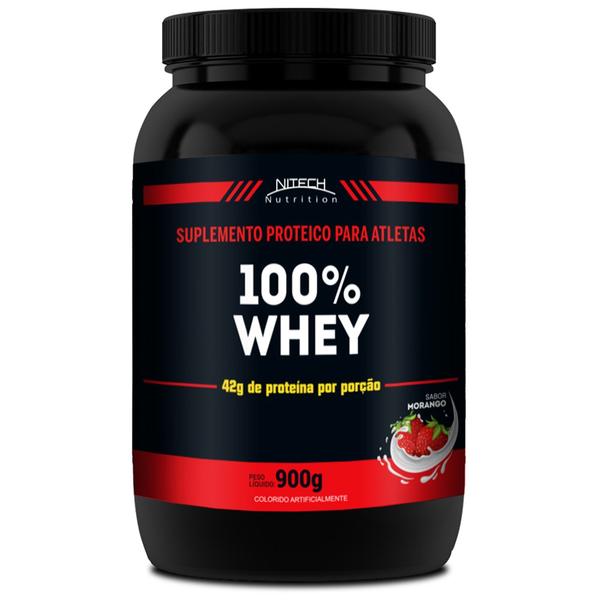 100 Whey Protein - 900G - Nitech Nutrition - Morango