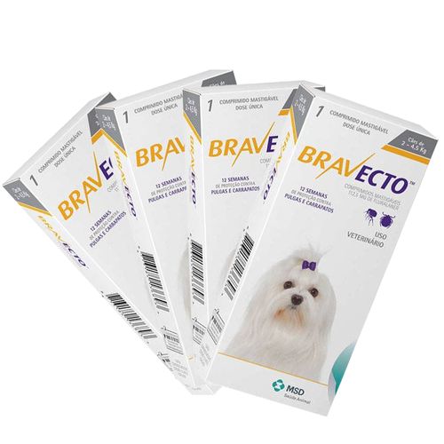 4 Bravecto Comprimido para Cães de 2 a 4,5kg - MSD 2 - 4,5 Kg