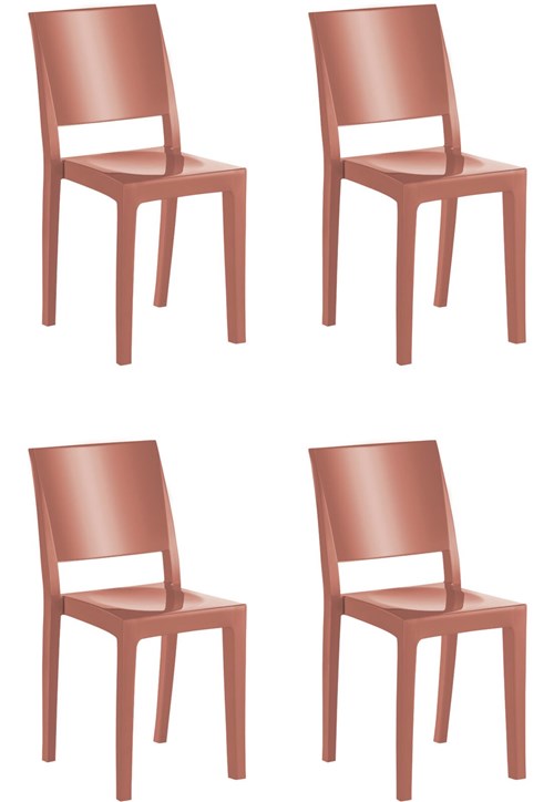4 Cadeiras Hydra Plus Terracota Solido de Plástico UZ Kappesberg