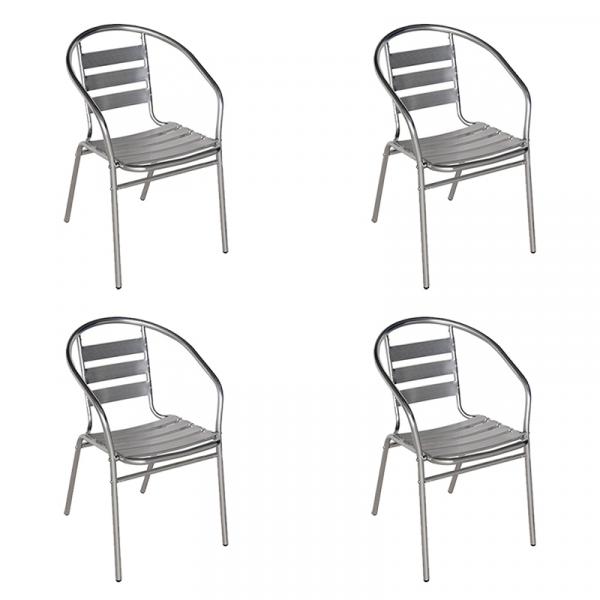 4 Cadeiras Poltrona em Alumínio para Jardim Áreas Externas - MOR