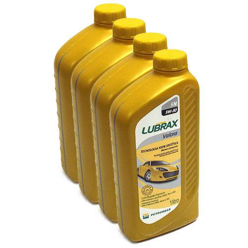 4 Litros de Oleo de Motor 5w30 Sn 100% Sintetico Lubrax BR Valora Kit433