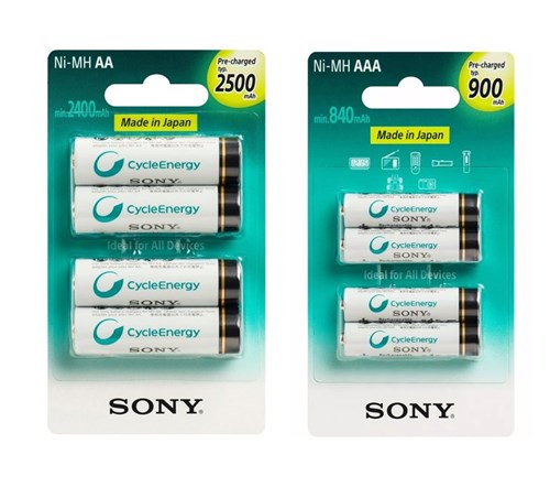 4 Pilhas Sony Aa Recarregaveis 2500 + 4 Pilhas Aaa 900 Palito com Nf