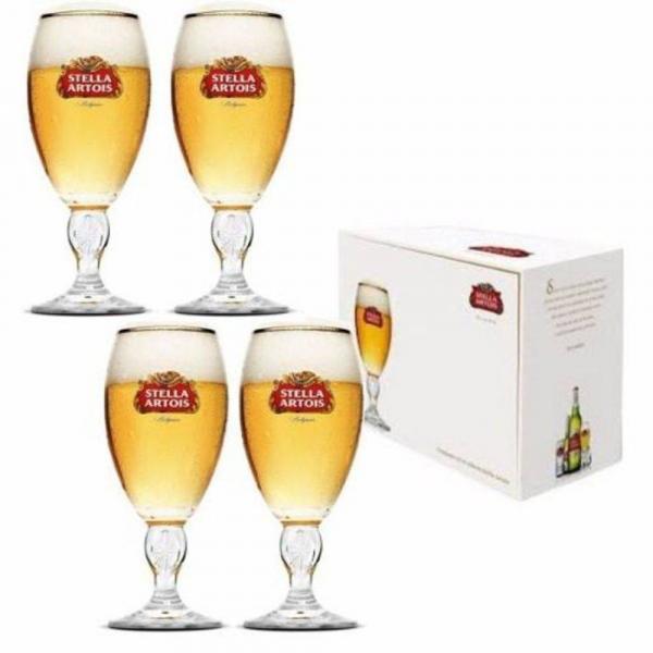 4 Taça Copo Cálice Stella Artois Litografada Cerveja 250ml - Ambev