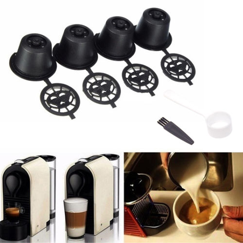 Tudo sobre '4pcs / Set Recarregáveis ¿¿filtro Reutilizável Cápsulas de Café Pods para a Nespresso Machines com Colher e Escova'