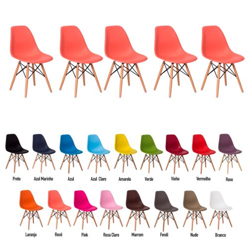 5 Cadeiras Eiffel Eames Dsw Várias Cores - (rose)