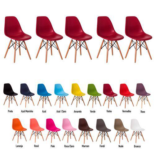 5 Cadeiras Eiffel Eames Dsw Várias Cores - (vinho)