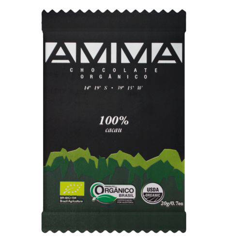 Amma Chocolate Orgânico 100% Cacau 20g