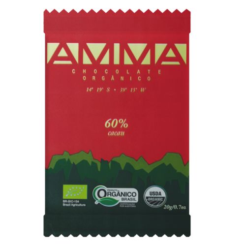 5 Chocolates Orgânicos Amma 60% Cacau 20g