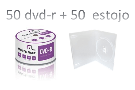 50 Dvd-R Printable Multilaser 4.7Gb + 50 Estojo Dvd Box Transparente