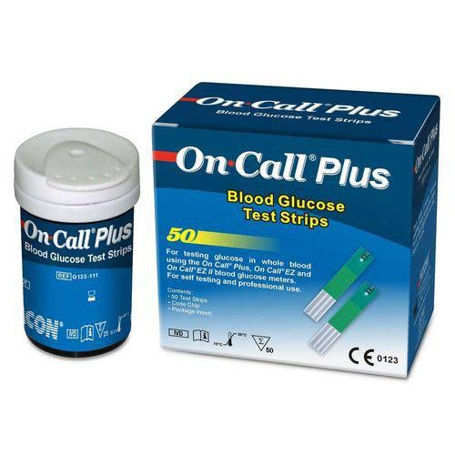 50 Tiras Teste P/ Medidor de Glicose - On Call Plus