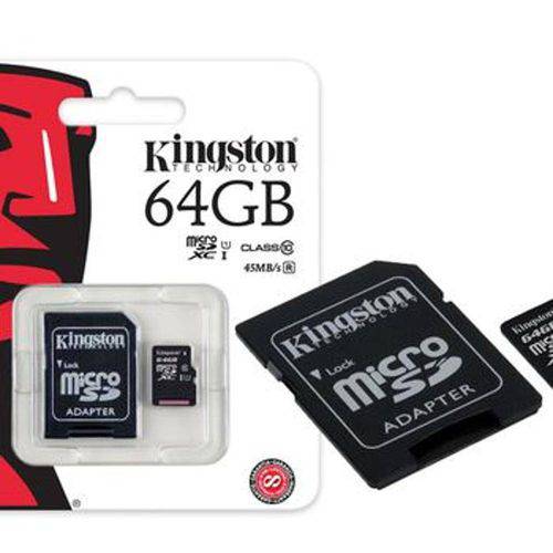 2539 Cartão de Memória Classe 10 Kingston Sdc10g2/64gb Microsd C/ Adaptadorsd