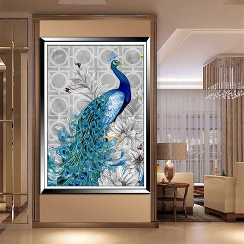 Tudo sobre '5d Diamante Bordado Pintura Diy Blue Peacock Mosaic Ponto Craft Home Decor'