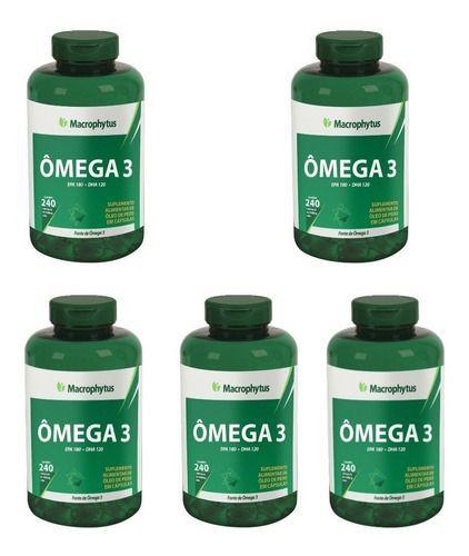 5x Omega 3 - Óleo de Peixe 1000mg 240cps Cada Macrophytus