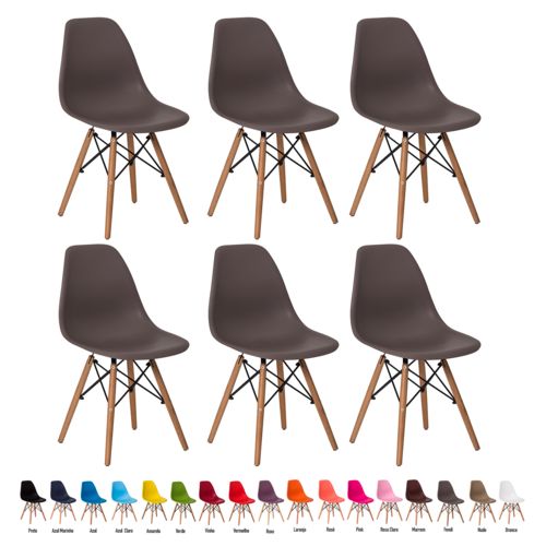 6 Cadeiras Eiffel Eames Dsw Várias Cores - (cinza)