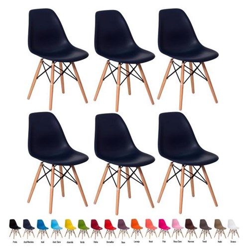 6 Cadeiras Eiffel Eames DSW Várias Cores - Waw Design