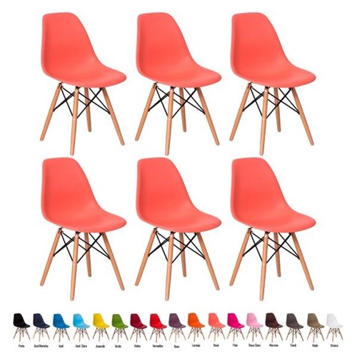 6 Cadeiras Eiffel Eames DSW Várias Cores - Waw Design