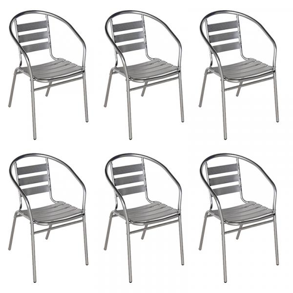 6 Cadeiras Poltrona em Alumínio para Jardim/Áreas Externas - MOR