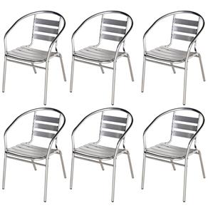 6 Cadeiras Poltrona em Alumínio para Jardim/Áreas Externas - Mor