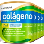 6 Latas Colágeno Hidrolisado 2 em 1 250g Uva Verde Maxinutri
