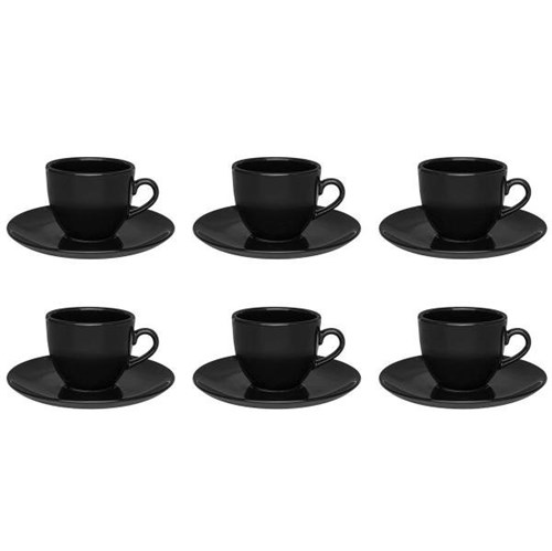 6 Xícaras de Chá com Pires Preto Coup 200ml 4924 Oxford