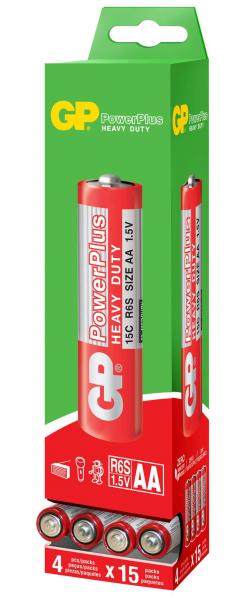 60 Pilhas Gp Batteries AA Powerplus 1.5v -15 Kits com 4 Und