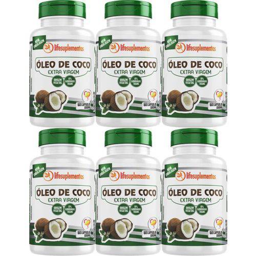 6un Oleo de Coco Extra Virgem Emagrecedor 60 Cápsulas 1000mg Lifesuplementos