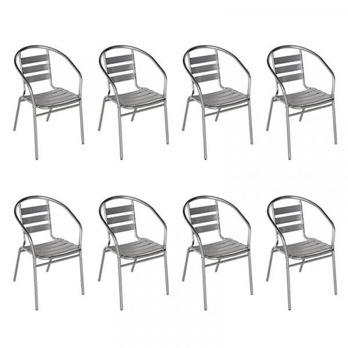 8 Cadeiras Poltrona em Alumínio para Jardim/Áreas Externas - MOR