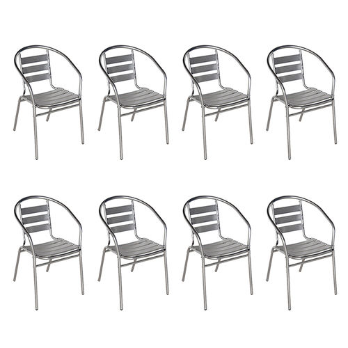 8 Cadeiras Poltrona em Alumínio para Jardim/áreas Externas - Mor