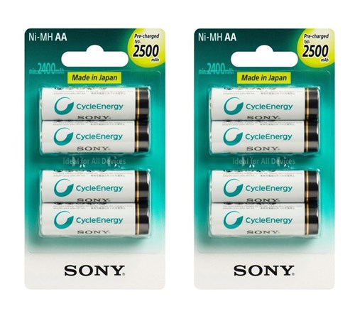 8 Pilhas Recarregáveis Sony Aa 2500Mah Nimh Cicle Energy Multi Uso Pre...